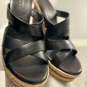 Jimmy Choo Black Espadrille Wedge Slide Sandals – Size 38